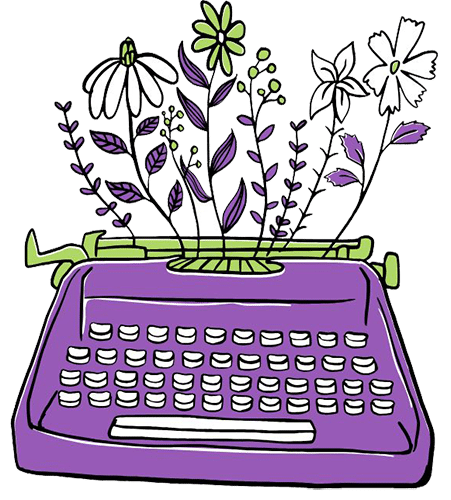 Typewriter with flowers growing out the top