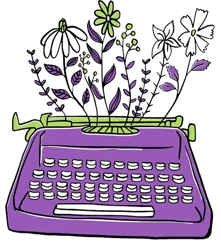 Typewriter with flowers growing out the top